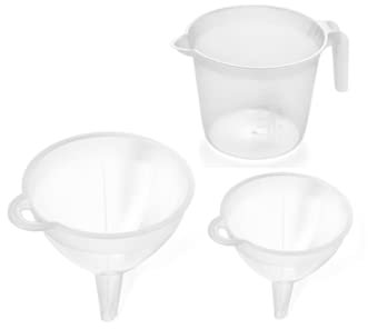 Addis 3 Piece Jam Wine Beer Making Set Including Small and Large Funnel and Measuring 2 Litre Jug, Clear