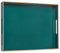 MAONAME Green Serving Tray with Handles, Rectangular Decorative Tray, Modern Coffee Table Tray, Plastic Ottoman Tray for Bathroom, Decor, 15.7” x 11.8” x 1.57