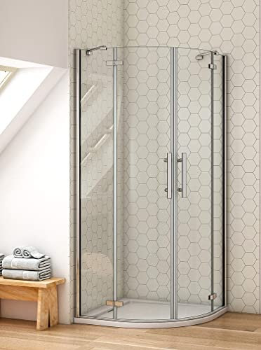 Aica Sanitär Duschkabine 90x90cm Viertelkreis Runddusche Duschabtrennung Dusche mit Duschtasse