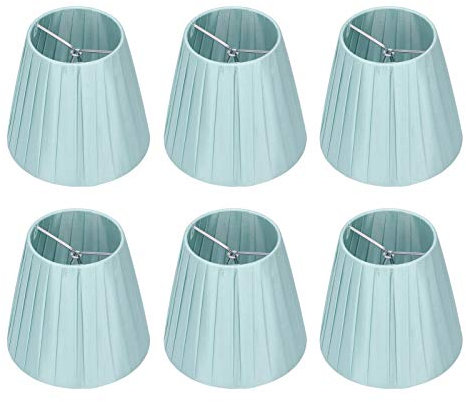 Kleine Lampenschirme, 6er-Set, Lampenschirm zum Aufstecken, hellblauer Stoff, Lampenschirm, Kronleuchterschirm, Wandlampenabdeckung Kronleuchter Lampenschirme für A B C F P Glühbirne