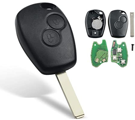 AULESSE Coque de Clé Télécommande de 2 Boutons 433MHz PCF7947 Puce Télécommande à Distance de Voiture Compatible avec Ren-Ault Kangoo II Clio III Duster Modus Twingo Dacia Logan