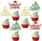 Rsstarxi 24 Stück Merry Christmas Cupcake-Topper, glitzernd, mehrfarbig, Weihnachtsbaum, Weihnachtsmannmütze, Hirsch, Weihnachten, Urlaub, Geburtstag, Party, Kuchendekorationen, Zubehör