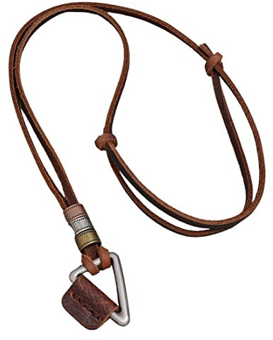ARHZ Collier en acier inoxydable et cuir pour hommes