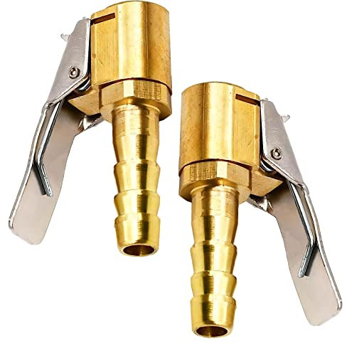Skyzone Tire Air Chuck with Clip Adapter,2 pcs Brass Tyre Valve Clips Tyre Inflator Air Compressor,Car Air Pump Threaded Nozzle Adapter,Open End Car Truck Tyre Inflator Connector for Wheels