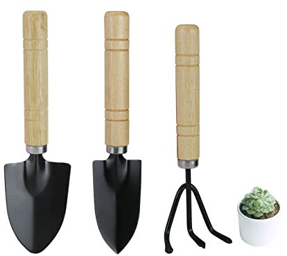 Andiker 3-teiliges Blumen-Gartenwerkzeug-Set, langlebige Handwerkzeuge mit rutschfesten, ergonomischen Griffen, Sukkulenten-Werkzeug-Set für Outdoor-Gartenarbeit(Dicker Griff)