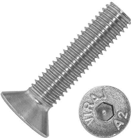 Techtanium Senkkopfschrauben M6 x 70 mm mit Innensechskant (ISK) aus Edelstahl A2 (10 Stück) | Versch. Größen & Verpackungseinheiten verfügbar | Senkschrauben | DIN 7991