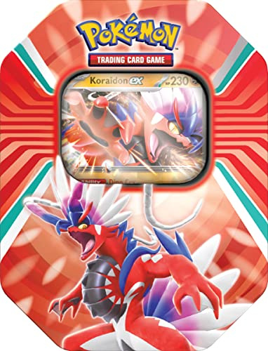 Pokémon TCG: Paldea Legends Tin - Koraidon (1 Foil Card & 4 Booster Packs), Red