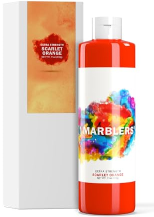 MARBLERS Flüssigfarbstoff 11oz (310g) [Scarlet Orange] | Auf Wasserbasis | Superkonzentrat | Flüssigpigment | Geruchlos | Ungiftig | Ideal für Beton, Zement, Mörtel, Fugenmörtel, Gips, Farbe