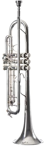 Monzani MZTR-355 Bb Trompete, Versilbert, Messing Schallbecher, Monel Ventile, Kupfer Mundrohr, Inklusive Mundstück und Koffer, Offener kerniger Klang, Leichte Ansprache, Langlebige