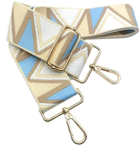 Verstellbarer Schultergurt Taschengurt Breit 5CM Khaki Beige, Taschengurte Breit zum Wechseln mit Karabiner Gold, 80-130 cm Tragegurt Tasche für Damen Schulterriemen, Handtasche, 903