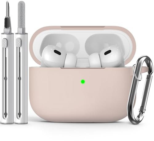 Inesore Compatible with Airpods Pro 2nd/1st Case Cover,Silicone Protective Case for Apple Airpods Pro 2nd/1st Generation Charging Case with Keychain and Cleaner Pen,for Women Men (Milk Tea)