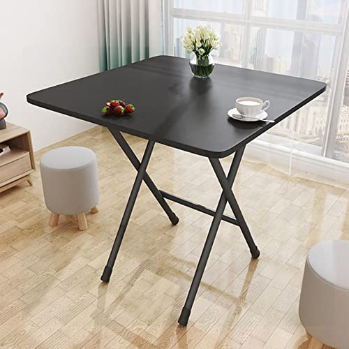 Foldable Dining Table,60 cm Square Small Coffee Table,Portable Folding Desk Heavy Duty Solid Side With Metal Legs,Outdoor Camping Picnic Garden Home Writing Study Office Bedroom Gaming Table(Black)