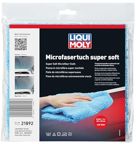 Liqui Moly Microfasertuch super Soft, Art.-Nr. 21892 I 40x40 cm Poliertuch Auto zur Kfz-Trocknung & Entfernung von Pflegemitteln I Tiefenglanz ohne Streifen & Kratzer I Waschbar & besonders flauschig