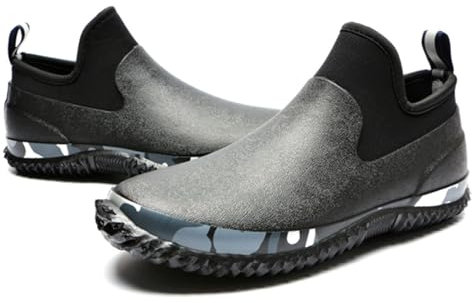 Bestgift Scarpe da pioggia da uomo comode corte basse in gomma, Nero , 40 2/3 EU