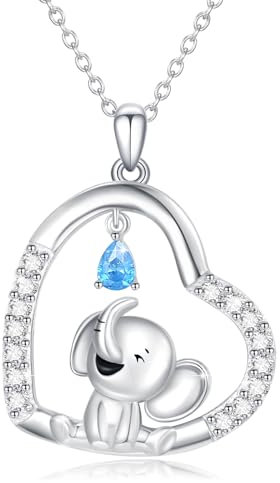 YEESIA Elefanten-Halskette für Damen, 925er-Sterlingsilber, niedlicher Tier-Anhänger, Halskette, Schmuck, Geschenk für Damen und Mädchen