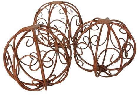 Goldbach Metallkugel 3er Set 10cm Gartenkugel rostfarben Ornament Kugel Rost Dekokugel Eisen Kugelset