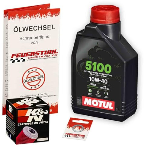 Öl & Ölfilter für Honda MSX 125 Grom, 2021-2023 (JC92), Ölwechsel Set 10W-40 ESTER Motoröl + K&N Filter + Dichtring(e)