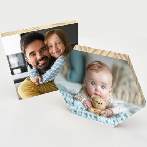 Cuadro personalizado de Sobremesa con Foto en madera natural – Marco de Fotos Personalizable, Regalo Único y Decorativo para Hogar y Oficina (Cuadrado 20x20 cm., 1 unidad)