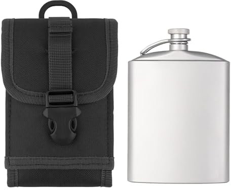 Kingshion Liquor Flask Holder Compatible with Stanley Flask, Liquor Flask, Mini Hip Flask, Flagon, Whisky Hip Flask, High Camp Flasks, Plastic Flask - Black