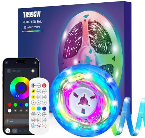 Lumière LED 1m, lumières LED RGBIC avec APP and télécommande pour TV 32 à 50 pouces TV derrière l'éclairage, Synchronisation de la musique, Bande Lumineuse Décoration pour TV, Miroir, Ordinateur, etc