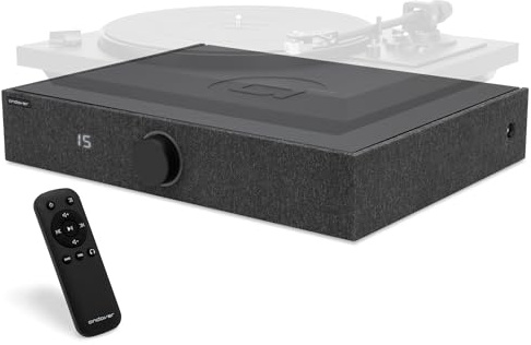Andover Audio Spinbase 2 Speaker System Designed for Turntables; Phono Input, BT, Analog and Optical Input, ISOGroove Anti-Feedback, with Remote Control (Black)
