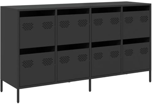 vidaXL Sideboard Schwarz 135x39x73,5 cm Kaltgewalzter Stahl, Kommode, Anrichte, Küchenschrank, Schubladenkommode, Schrank, Flurschrank