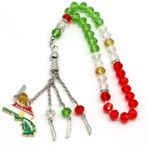 Ymxygz 33 Perlen-rosenkranz-armbänder, Muslimische Gebetsarmbänder Kurdistan-Karte, Flaggen-anhänger, Ethnischer Stil, Religiöser Gebetsschmuck