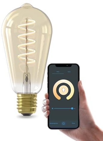CALEX Smart LED Lampe, E27, ST64, Gold Filament, warmweißes Licht, dimmbar, WLAN App- & Sprachsteuerung