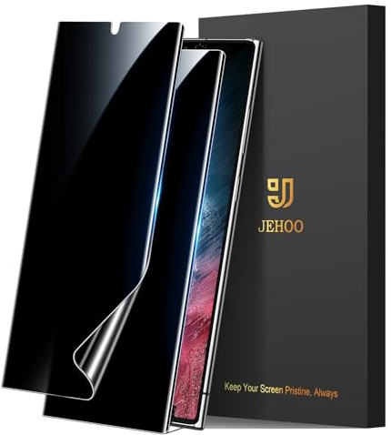 JEHOO 2 Stück für Samsung Galaxy S22 Ultra Sichtschutz Schutzfolie, Kompatibel Fingerabdruck-ID, Blasenfreie Weich TPU Privacy Displayschutzfolie, 3D-Gewölbte, Anti-Kratzen, 6,8 Zoll