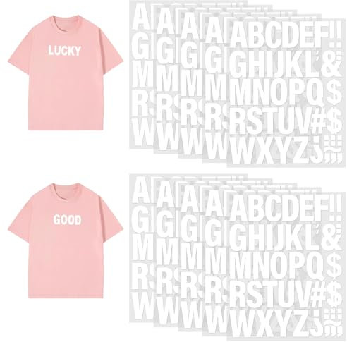 YBEATY 10 Pcs Iron on Letters Clothing Heat Transfer Alphabets Patches White Vinyl A-Z Alphabets Sticker for Fabric Sport Jersey T-Shirt Team Name Printing DIY Craft Clothes Dress Hat Socks Jeans