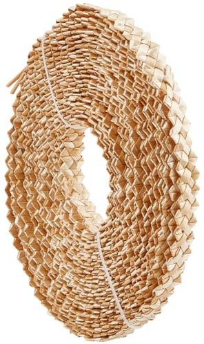 BENECREAT 10m/10.94 Yards Wheat Straw Ribbon for Hat Making, 15mm/0.59 Inch Wide Straw Braid Ribbon for Hat Making DIY Craft Accessories, Blanched Almond Color