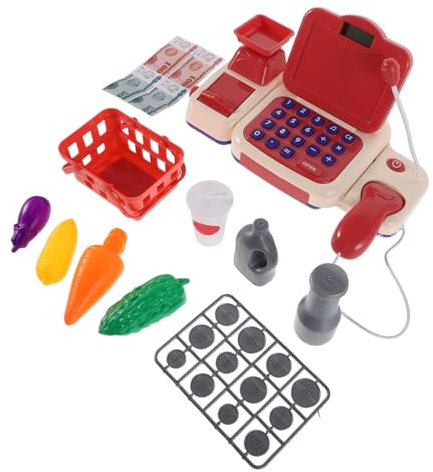 Generisch 1 Satz Mini Supermarkt Registrierkasse mit Scanner und Spielgeld für Jungen und Rollenspiel Lernspielzeug für Jahren für Spielküche und Kaufladen