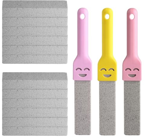 12 StkBimsstein Toilettenreiniger,Bimsstein Blocks,Austauschbar WC Reinigungsstein Toilette mit 3 Griffe,Natur Putzstein Pumice Stone für Toilet Klo Pools Bad Urinsteinentferner, Bimsstein Fußpflege