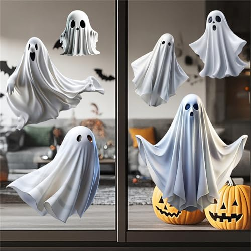 Herfair Fensterbilder Halloween Deko Fensterbilder Geist Fensteraufkleber Selbstklebend Fenstersticker PVC Aufkleber für Fensterdeko
