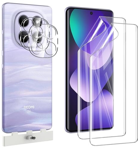 Pollachi [2+2 Protector de Pantalla Xiaomi Redmi Note 15 5G,2 Piezas Película Protectora de Hidrogel Flexible Y 2 Piezas Protector Camara,Anti-Graffio,Reparar Automáticamente