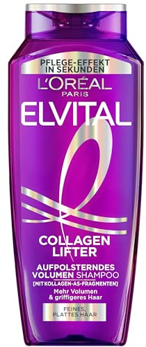 L’Oréal Paris Elvital Collagen Lifter Volumen Shampoo, aufpolsternde Reinigung mit Kollagen-AS-Fragmenten, für feines & plattes Haar, langanhaltender Ansatz-Lift, 300 ml