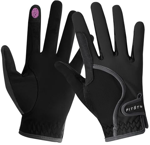 FitsT4 Sports Kids Horse Riding Gloves Girls Boys Equestrian Horseback Riding Gloves Mesh for Youth Children Touchscreen Black M