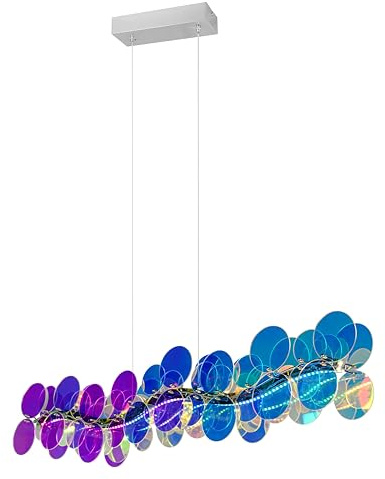 Reality Leuchten LED Pendelleuchte Pulse R33681153, Metall Chrom, Kunststoff transparent irisierend, inkl. 18 Watt LED