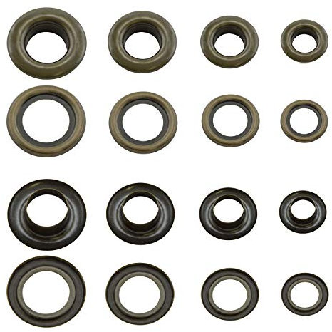 GETMORE Parts Ösen mit Gegenscheiben, Messing-Ösen, Metallöse, Rundöse mit Scheibe, Messing, rostfrei - 50 Stück (10 mm, antik)