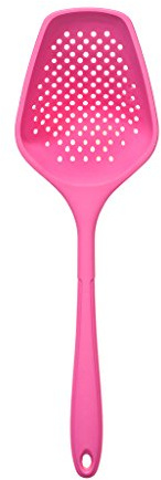 Kochblume Seihschaufel | Premium-Silikon | Hitzebeständig | Spülmaschinenfest | 35cm | Farbe: pink