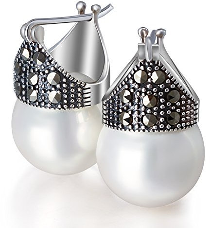 ✦ Geschenke für Frauen ✦Springlight Ohrringe Silber 925 Hängend Muschelperle, Weiß, Künstliche Muschelperle, Baumelnde Ohrringe Damen Personalisierter Schmuck Teenager Mädchen Geschenke.