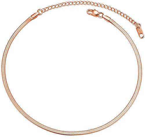 PROSTEEL Collier Femme Chaîne en Acier Inoxydable/Plaqué Or Maillon Miroir de 3mm/5mm, Chaîne Plate Ras du Cou de 32/38/46cm de Long