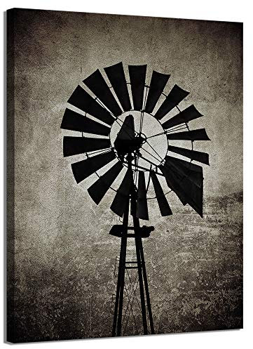 LevvArts Farmhouse Canvas Wall Art for Living Room Vintage Windmill Pictures Painting on Canvas Rustic Home Wall Decor Framed Artwork Ready to Hang