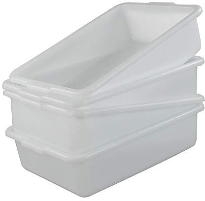 Asking Set of 4 Plastic Washing Up Bowl/ Commercial Bus Box, Shallow Storage Tray White, 13 L