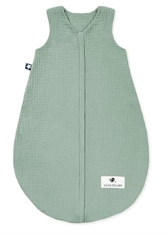 Julius Zöllner Sommerschlafsack Musselin 0,5 TOG Gr. 56/62 | 100% Baumwollmusselin | Oeko-TEX Standard 100 | grün