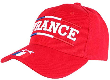 Pays Cap Frankreich, Rot, zwei Sterne, dreifarbig, Blau, Weiß, Rot – Unisex Gr. Einheitsgröße, rot