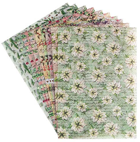 Ideen mit Herz Dekorpapier | Motiv-Transparentpapiere Deluxe | geprägt | farbig | Spotlack-veredelt | DIN A4 | 150g/m² | 10 Bogen | Bastelpapier mit Muster (Winter Floristik)