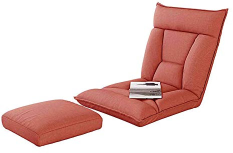 WUTONG Stressless Lehnstuhl und Fußschemel Klappbarer Bodenstuhl Fenstersitzkissen Gepolsterte Rückenlehne, 5 Farben