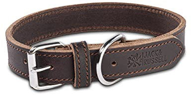 Dog Collar - Greased Leather Dog Collar Real Leather Fat-Tony Dark Brown (M)