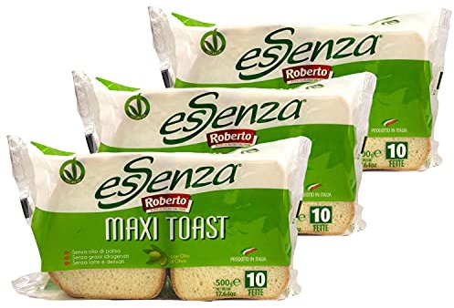 Roberto - 3er Pack Original italienisches Maxi Toast Essenza mit Olivenöl - Sandwich Toast Brot ideal für die mediterrane Küche - Sandwichtoast in 500 g Packung